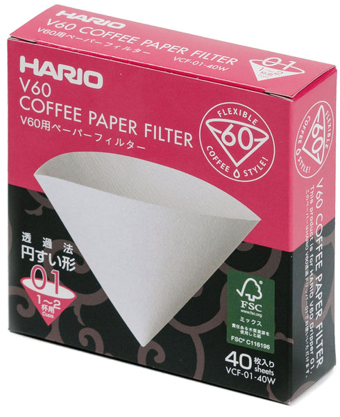 Hario V60-01 Filters, White - 40 Count